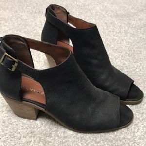 Lucky Brand Black peep toe bootie size 7M